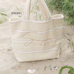 Canvas - Schwerer Sackstoff Streifen Beige Braun-2