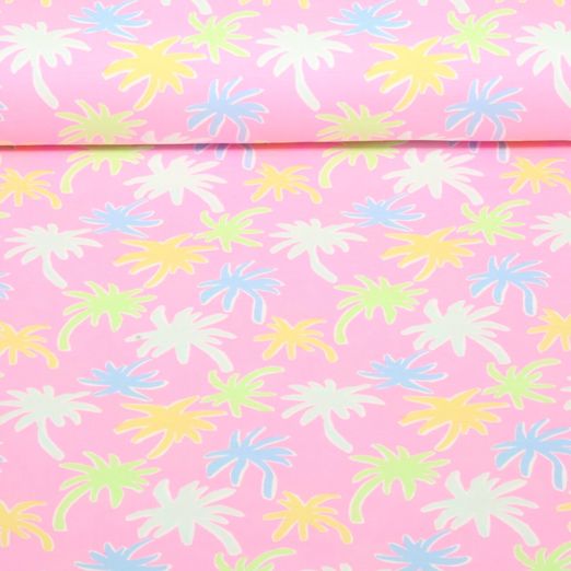 Jersey - Kombistoff Palmen Rosa