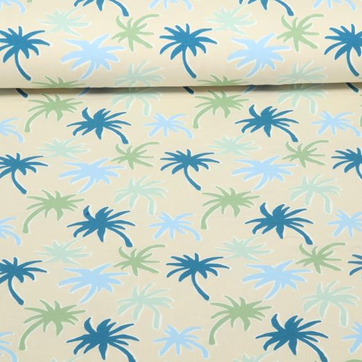 Jersey - Kombistoff Palmen Beige