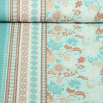 Viskose Voile - Beach Kollektion Kleines Paisley mit Bordüre Helltürkis-0