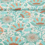 Viskose Voile - Beach Kollektion Türkise Blumen Weiß