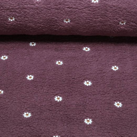 Teddyfleece - Blümchen Bestickt Rosenholz