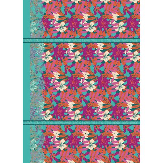 Pareo Panel Viskose Voile - Beach Kollektion Blumen Türkis