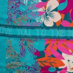 Pareo Panel Viskose Voile - Beach Kollektion Blumen Türkis-1