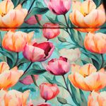 Sommersweat - French Terry Digitaldruck Tulpen Grün