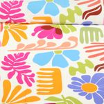 Viskose-Popeline - Bunte Blumen Weiß Orange
