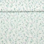 Kleider und Blusenstoff - Crash Blümchen Weiß Petrol