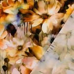 Popelina de viscosa - Estampado digital flores acuarela naranja