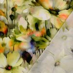 Popelina de viscosa - estampado digital flores acuarela verde