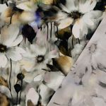 Popelina de viscosa - Estampado digital flores acuarela gris