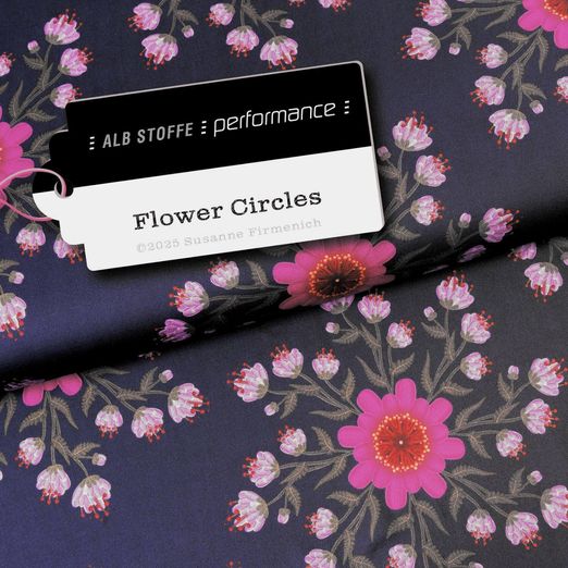 Albstoffe Performance Kollektion - Flower Circle Lilablau
