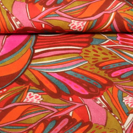 Baumwoll-Canvas - Beach Kollektion Blätter Multicolor by Roeqiya Fris 