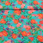 Viskose Voile - Beach Kollektion Blumen Türkis by Roeqiya Fris-0