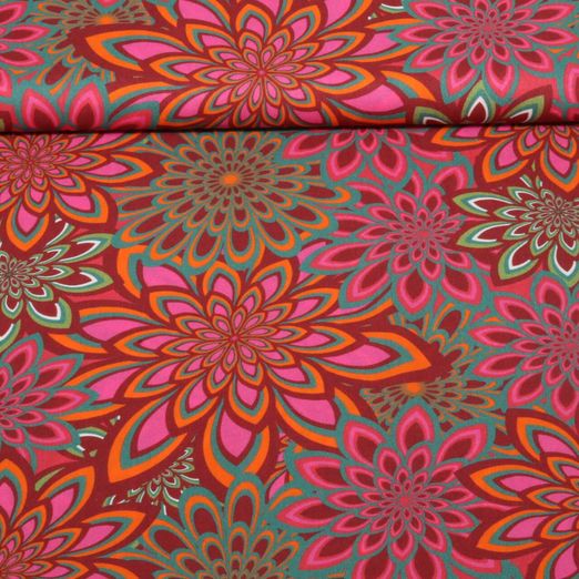 Viskose Voile - Beach Kollektion Blüten Bordeaux by Roeqiya Fris