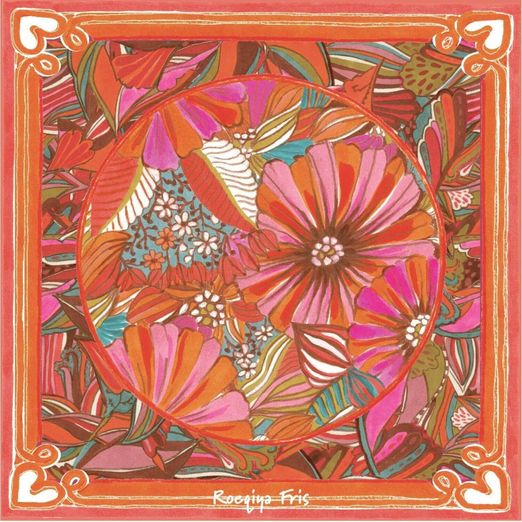 Pareo Panel Viskose Voile - Beach Kollektion Blumen Orange