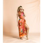 Pareo Panel Viskose Voile - Beach Kollektion Blumen Orange-1