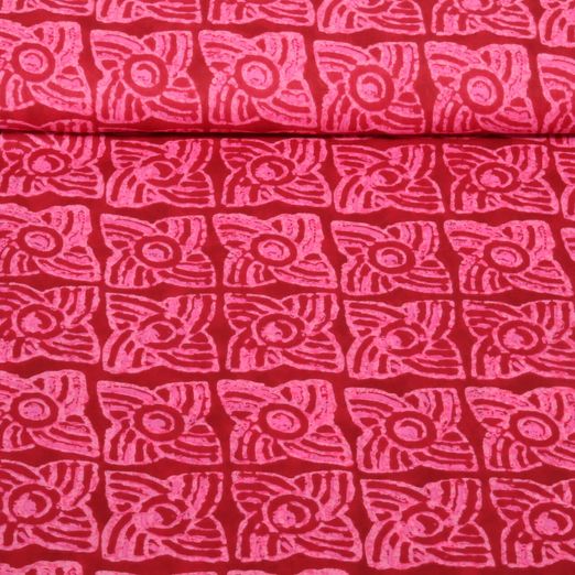 Baumwoll-Voile - Blumen Batik Fuchsia