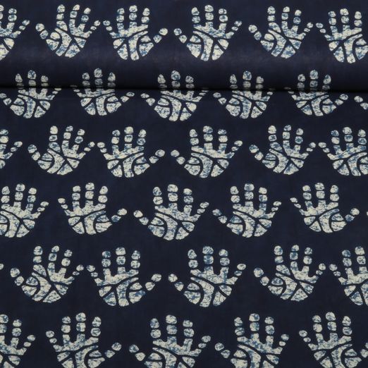 Baumwoll-Voile - Hände Batik Indigoblau