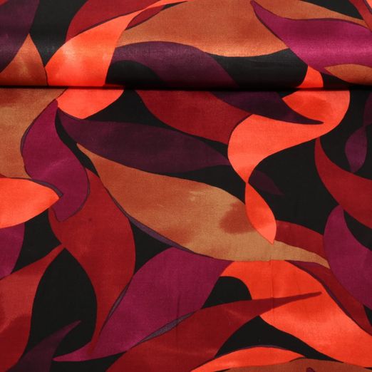 Viskose-Satin - Blätter Orange