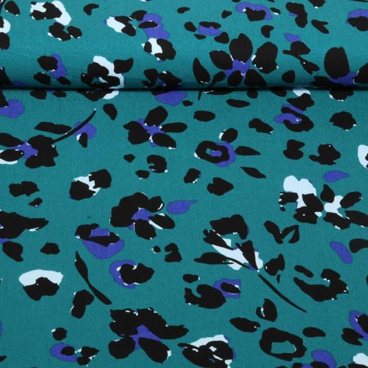 Viskose-Twill - Leo Blumen Petrolgrün