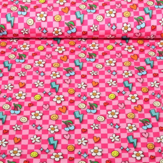 Satin de coton bio - Hamburger Liebe Choose Your Vibe Be You Rose vif