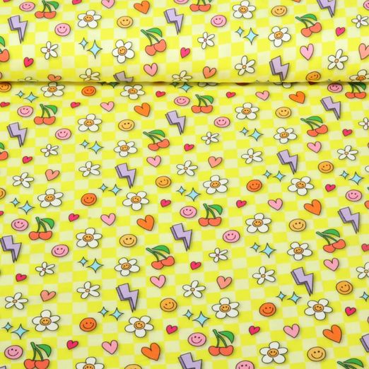 Satin de coton bio - Hamburger Liebe Choose Your Vibe Be You Jaune