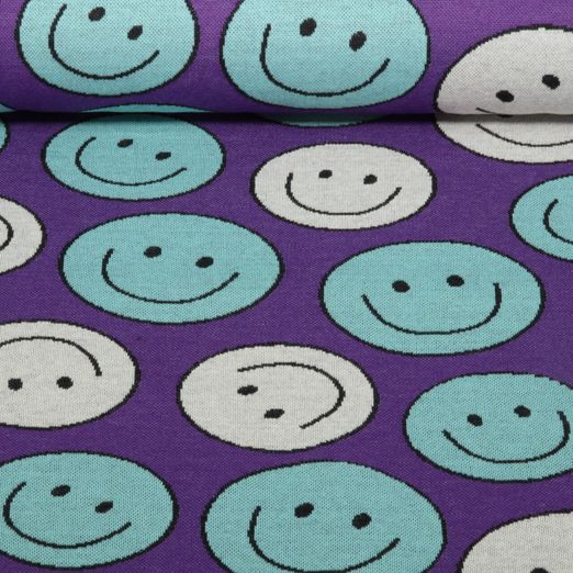Jersey jacquard bio - Hamburger Liebe Choose Your Vibe Smile Violet