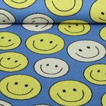 Økologisk Jacquard Jersey - Hamburger Liebe Choose Your Vibe Smile Blue