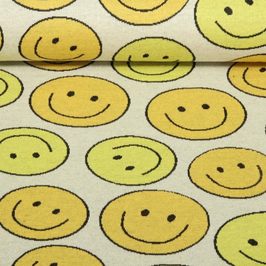 Bio Jacquard Jersey - Hamburger Liebe Choose Your Vibe Smile Ecru