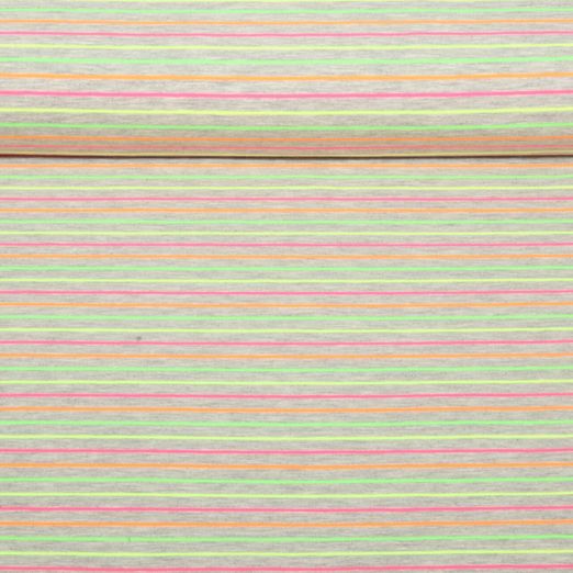 Jersey - Streifen Melange Grau Neon