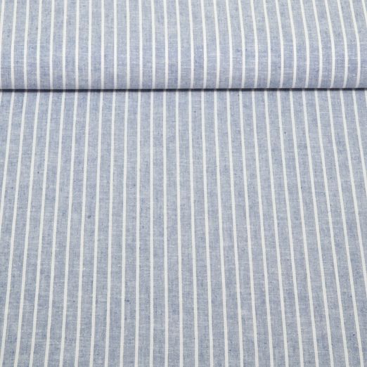 Leinen - Cotton Streifen Jeansblau