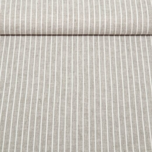 Leinen - Cotton Streifen Grau