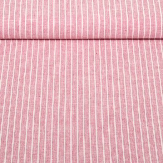 Leinen - Cotton Streifen Rot