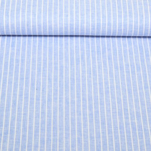 Leinen - Cotton Streifen Hellblau