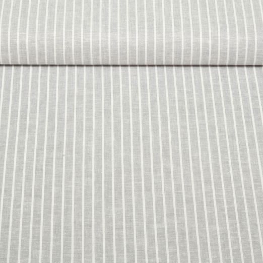 Leinen - Cotton Streifen Hellgrau