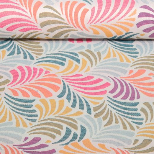 Nachhaltiger Jacquard Canvas - Blätter Design Multicolor