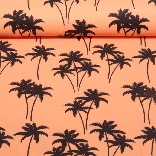 Sport- & Bademodenstoff - Digitaldruck Palmen Orange UPF50 Recycled