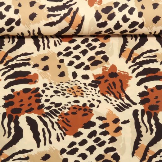 Sport- & Bademodenstoff - Digitaldruck Leo Mix Beige UPF50 Recycled
