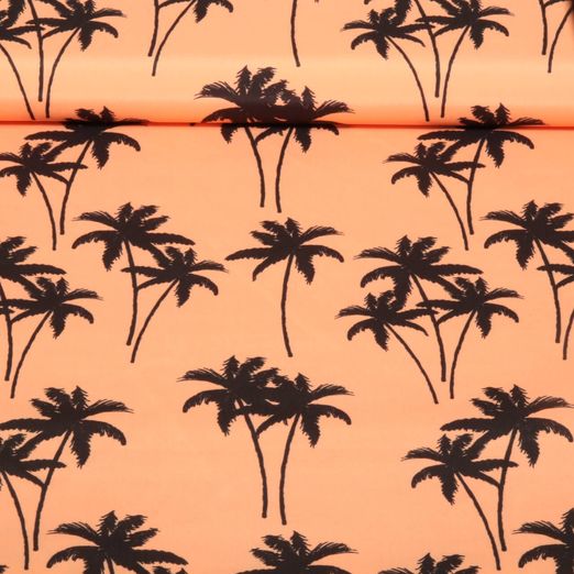 Badeshorts Stoff - Palmen Orange Recycelt