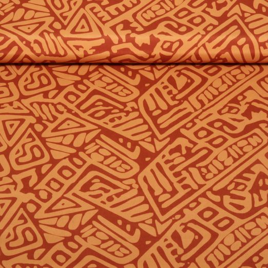Badeshorts Stoff - Abstrakt Ziegelrot Recycelt
