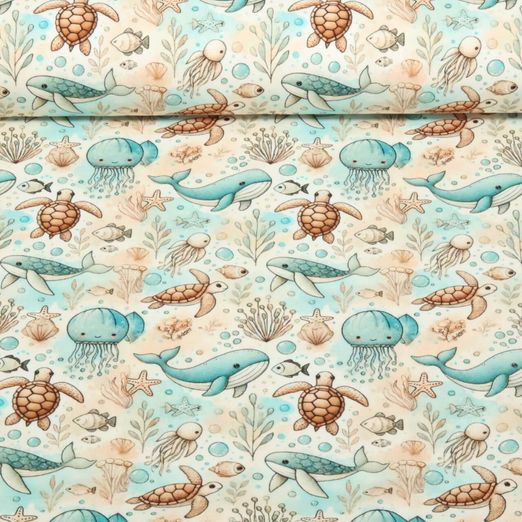 Jersey - Digitaldruck Sea Life Wale Multicolor