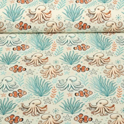 Jersey - Digitaldruck Sea Life Tintenfische Multicolor