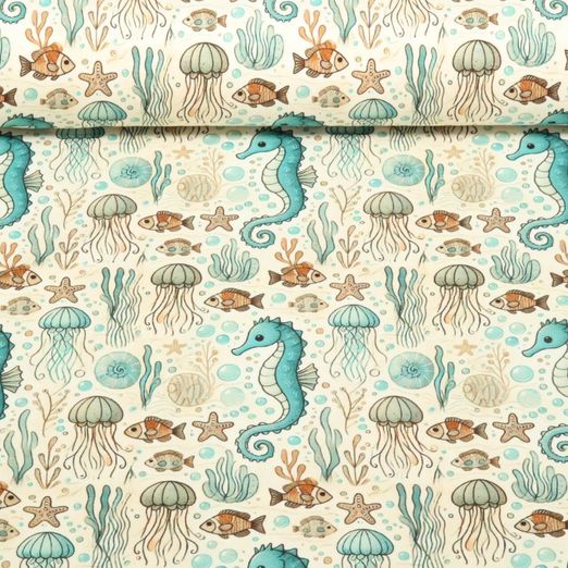 Jersey - Digitaldruck Sea Life Seepferdchen Multicolor