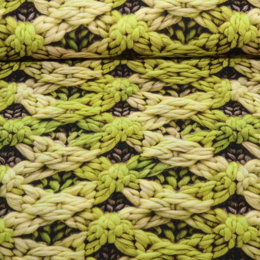 Viskose-Popeline - Digitaldruck Strickdesign Grün