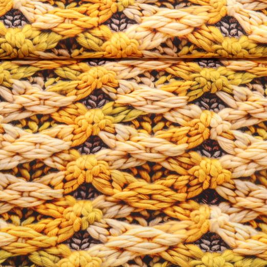 Viskose-Popeline - Digitaldruck Strickdesign Gelb