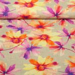 Viskoseleinen - Digitaldruck Sommerblumen Taupe