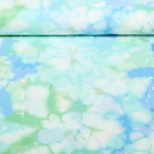 Jersey - Digitaldruck Batikblüten Hellblau