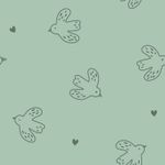 Tissu éponge stretch - oiseaux menthe