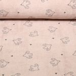 Stretchfrottee - Vögel Rosa