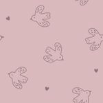 Tissu éponge stretch - Oiseaux roses